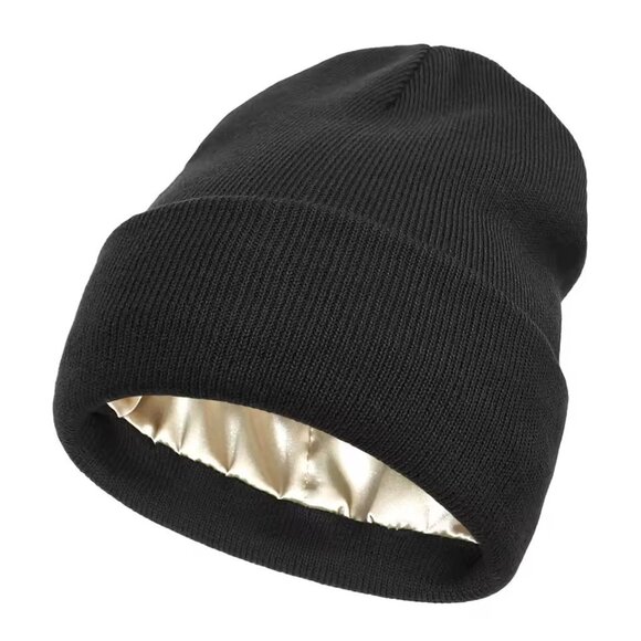 Satin Lined Anti Static Beanie Unisex Winter No Static Knitted Hat Ski Cap Cozy - Picture 2 of 16